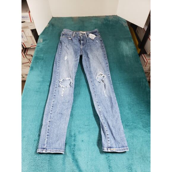 Levis 721 Jeans Size 27 Womens Blue Denim Stretch Pants Ladies High Rise Skinny - Picture 1 of 15
